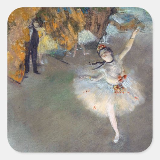 Edgar Degas - Der Star / Tänzer auf der Bühne Quadratischer Aufkleber (Vorderseite)