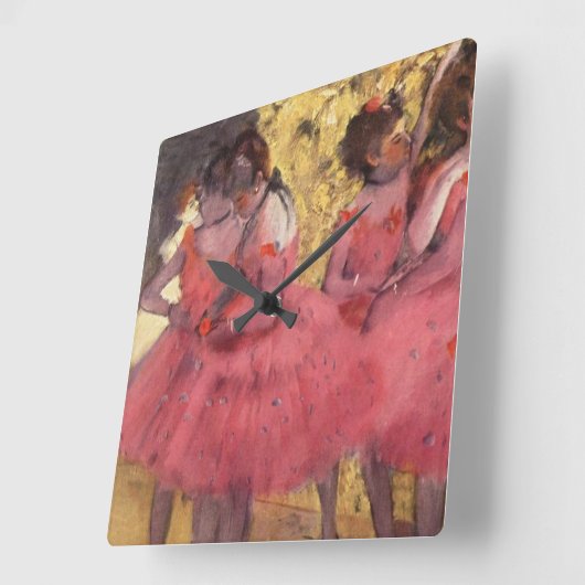 Edgar Degas Die rosa Tänzer Quadratische Wanduhr (Winkel)