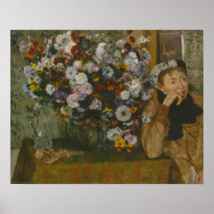 Edgar Degas   Eine Frau sitzt neben einer Vase des Poster