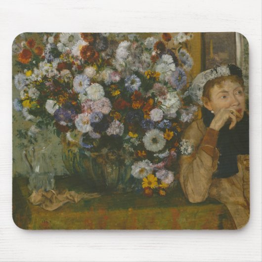 Edgar Degas - Eine Frau sitzt neben einer Vase Mousepad (Vorne)