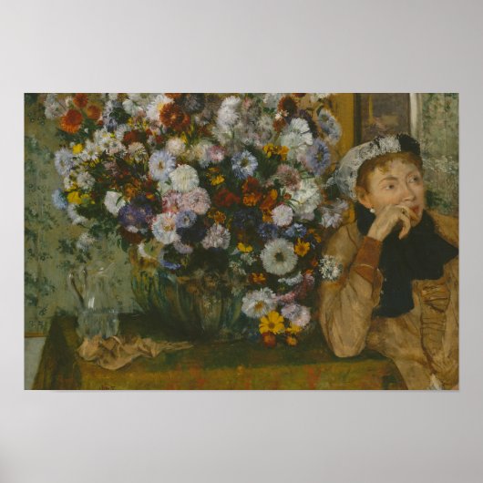 Edgar Degas - Eine Frau sitzt neben einer Vase Poster (Vorne)