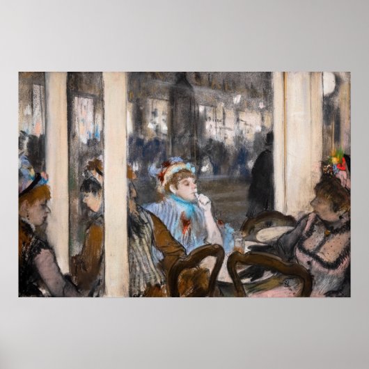 Edgar Degas - Frauen im Café Terrasse im Abend Poster (Vorne)