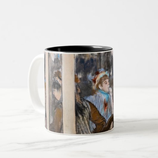 Edgar Degas - Frauen im Café Terrasse im Abend Zweifarbige Tasse (Vorderseite Links)