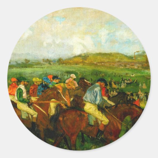 Edgar Degas Horseback Riding Runder Aufkleber (Vorderseite)