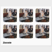 Edgar Degas - Im Café / The Absinthe Quadratischer Aufkleber (Blatt)