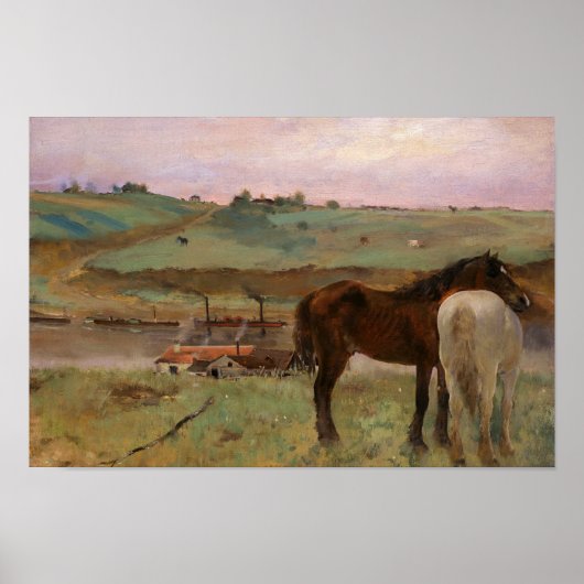 Edgar Degas - Pferde auf einer Wiese Poster (Vorne)