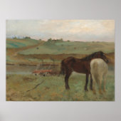 Edgar Degas Pferde in einer Wiese Poster (Vorne)