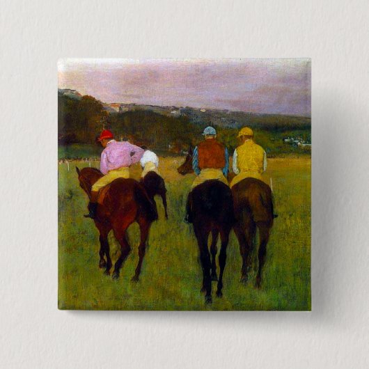 Edgar Degas Race Pferde in Longchamp Button (Vorderseite)