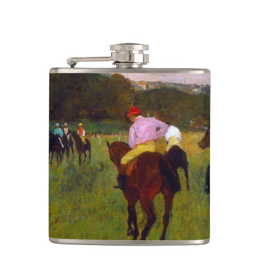 Edgar Degas Race Pferde in Longchamp Flachmann (Vorderseite)