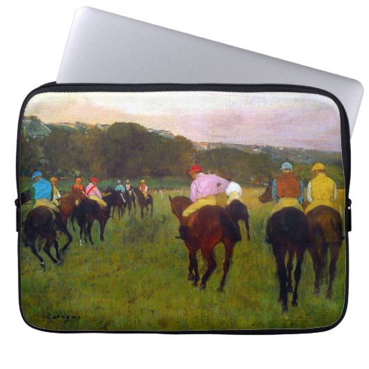 Edgar Degas Race Pferde in Longchamp Laptopschutzhülle (Vorderseite)