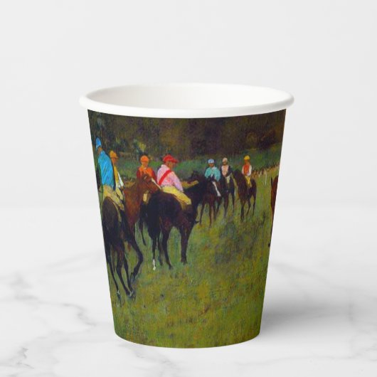 Edgar Degas Race Pferde in Longchamp Pappbecher (Vorderseite)