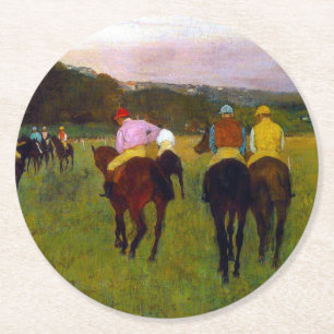 Edgar Degas Race Pferde in Longchamp Runder Pappuntersetzer