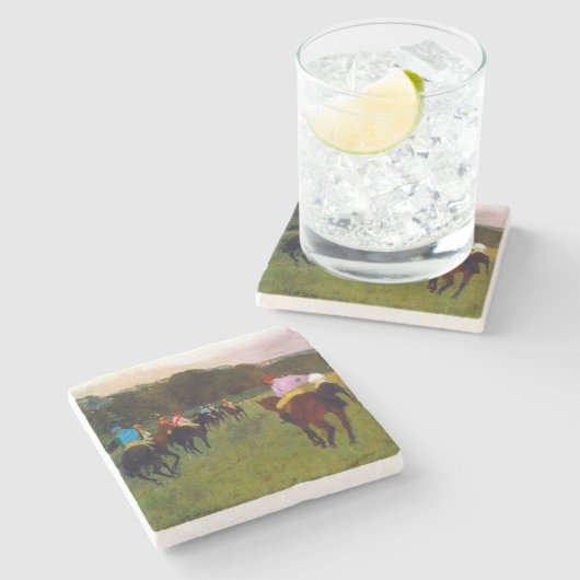 Edgar Degas Race Pferde in Longchamp Steinuntersetzer (Seitenansicht)