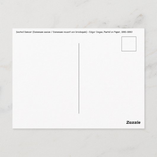 Edgar Degas - Sitzender Tänzer Postkarte (Rückseite)