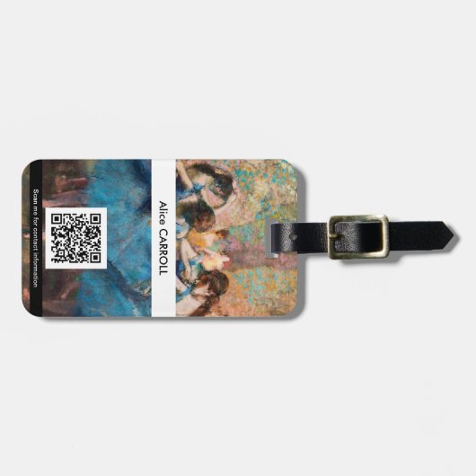 Edgar Degas - Tänzer in blau - QR-Code Gepäckanhänger (Vorderseite horizontal)