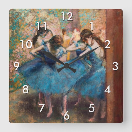 Edgar Degas - Tänzer in Blau Quadratische Wanduhr (Vorderseite)