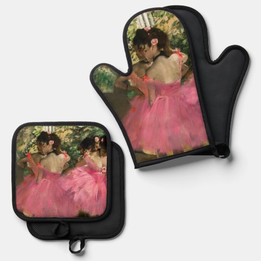 Edgar Degas - Tänzer in Rosa Ofenhandschuh & Topflappen-Set (Vorderseite/Rückseite)