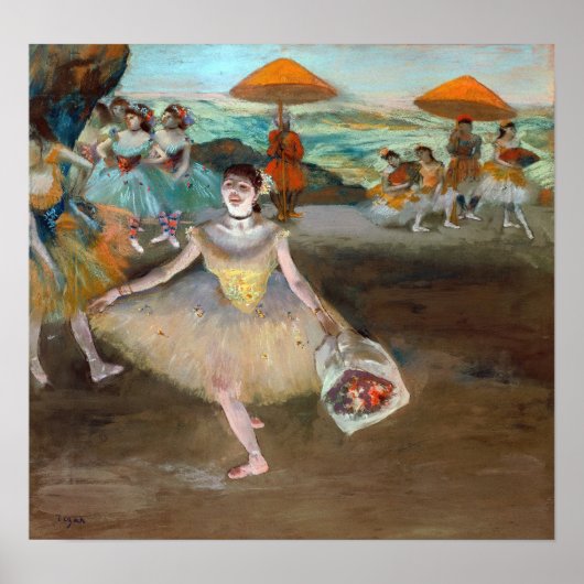 Edgar Degas - Tänzer mit Bouquet, Bowing auf Bühne Poster (Vorne)
