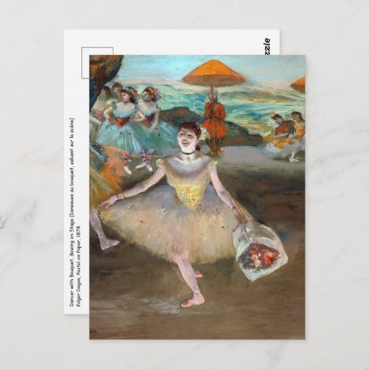 Edgar Degas - Tänzer mit Bouquet, Bowing auf Bühne Postkarte (Vorne/Hinten)