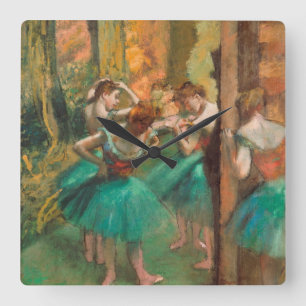 Edgar Degas - Tänzer, Rosa und Grün Quadratische Wanduhr