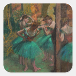 Edgar Degas - Tänzer, Rosa und Grün Quadratischer Aufkleber