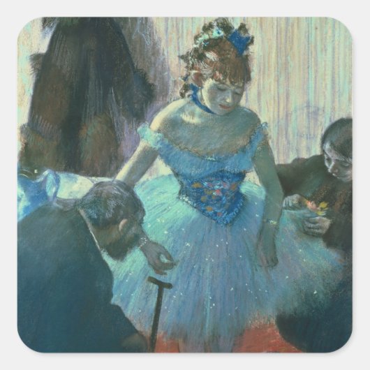 Edgar Degas | Tänzerin in ihrem Ankleideraum Quadratischer Aufkleber (Vorderseite)