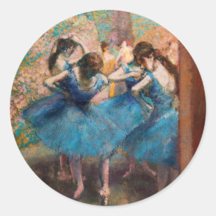 Edgar Degas - Tänzerinnen in blau Runder Aufkleber