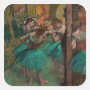 Edgar Degas - Tänzerinnen, Rosa und Grün Quadratischer Aufkleber