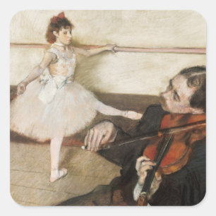 Edgar Degas Tanzunterricht. Vintager Impressionism Quadratischer Aufkleber