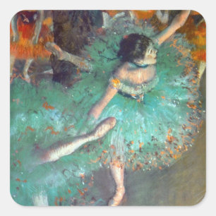 Edgar Degas - The Green Dancers - Ballet Dance Quadratischer Aufkleber