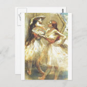Edgar Degas Two Dancer Women Fan Dress Bow Tutu Postkarte (Vorne/Hinten)