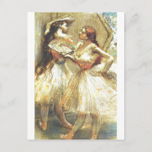 Edgar Degas Two Dancer Women Fan Dress Bow Tutu Postkarte