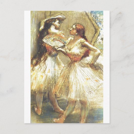 Edgar Degas Two Dancer Women Fan Dress Bow Tutu Postkarte (Vorderseite)