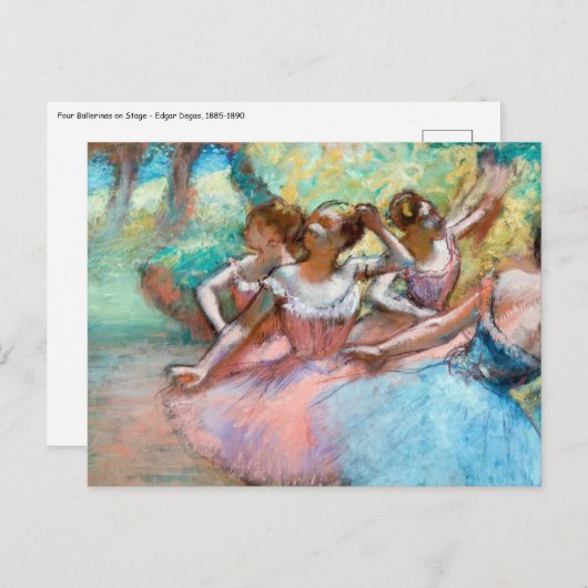 Edgar Degas - Vier Ballerinas auf Bühne Postkarte (Vorne/Hinten)