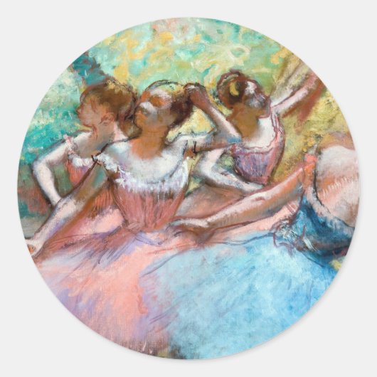 Edgar Degas - Vier Ballerinas auf Bühne Runder Aufkleber (Vorderseite)