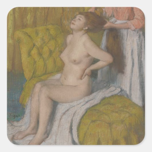 Edgar Degas Woman Having Her Hair Combed Quadratischer Aufkleber (Vorderseite)