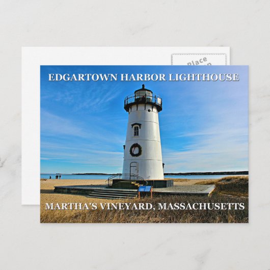 Edgartown Harbour Lighthous, Massachusetts Postcar Postkarte (Vorne/Hinten)