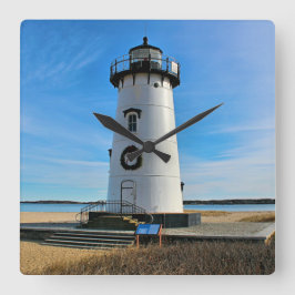Edgartown Harbour Lighthouse, Martha's Vineyard MA Quadratische Wanduhr