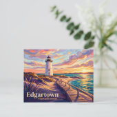 Edgartown Leuchtturm USA Postkarte (Stehend Vorderseite)