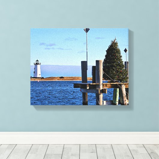 Edgartown Lighthouse, Martha's Vineyard MA Leinwanddruck (Insitu (Holzboden))
