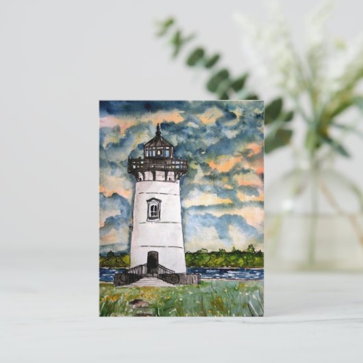 Edgartown Lighthouse Marthas Vineyard Postcard Postkarte (Stehend Vorderseite)