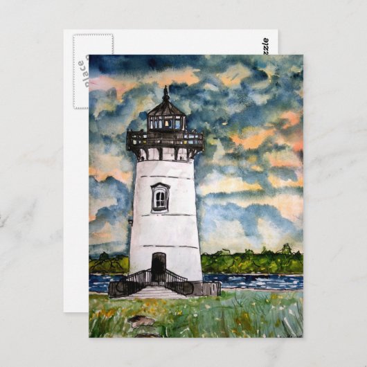 Edgartown Lighthouse Marthas Vineyard Postcard Postkarte (Vorne/Hinten)