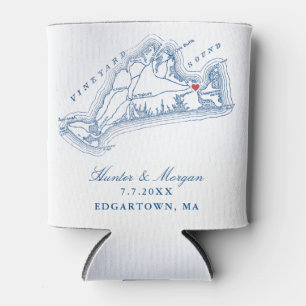 Edgartown MA Karte Elegante Navyblaue Hochzeitsgun Dosenkühler