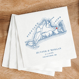 Edgartown MA Map Elegant Navy Blue Wedding Serviette
