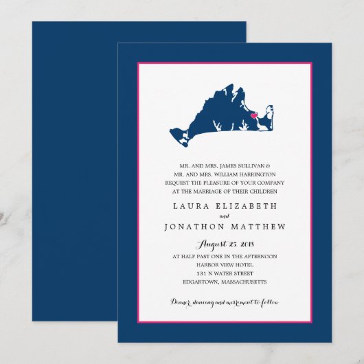 EDGARTOWN Marthas Vineyard Map | Hochzeit Einladung (Vorne/Hinten)