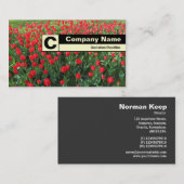Edge etikettiert Monogram - Bed of Red Tulips 01 Visitenkarte (Vorne/Hinten)