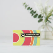 Edge etikettiert Monogramm - farbiger Kreis 01 Visitenkarte (Stehend Vorderseite)