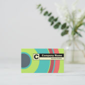 Edge etikettiert Monogramm - farbiger Kreis 04 Visitenkarte (Stehend Vorderseite)