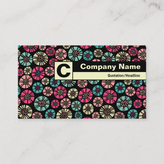 Edge Label Monogram - Abstrakte Blume 031023 Visitenkarte (Vorderseite)
