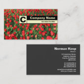 Edge Label Monogram - Bed of Red Tulips 02 Visitenkarte (Vorne/Hinten)